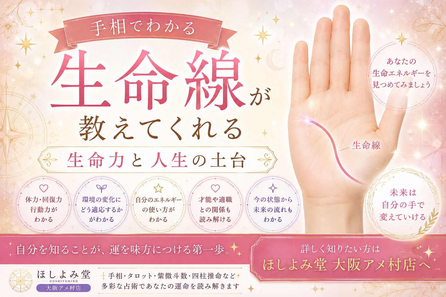 水森】手相でわかる「生命力」と人生の土台。 生命線が教えてくれる